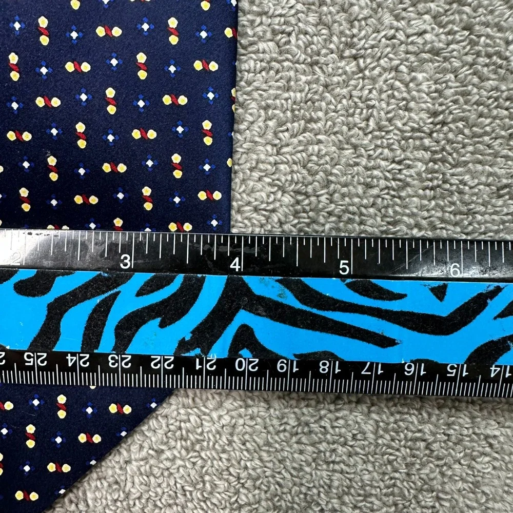 Versace Classic V2 Mens Silk Tie Navy Blue Geometric Medusa Logo Made in Italy